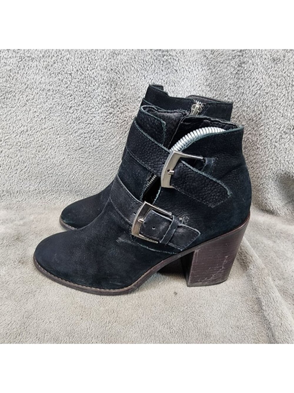 Steve Madden Shoes Womens Size 8.5 Black Leather Trevur Strappy Boots *Read*